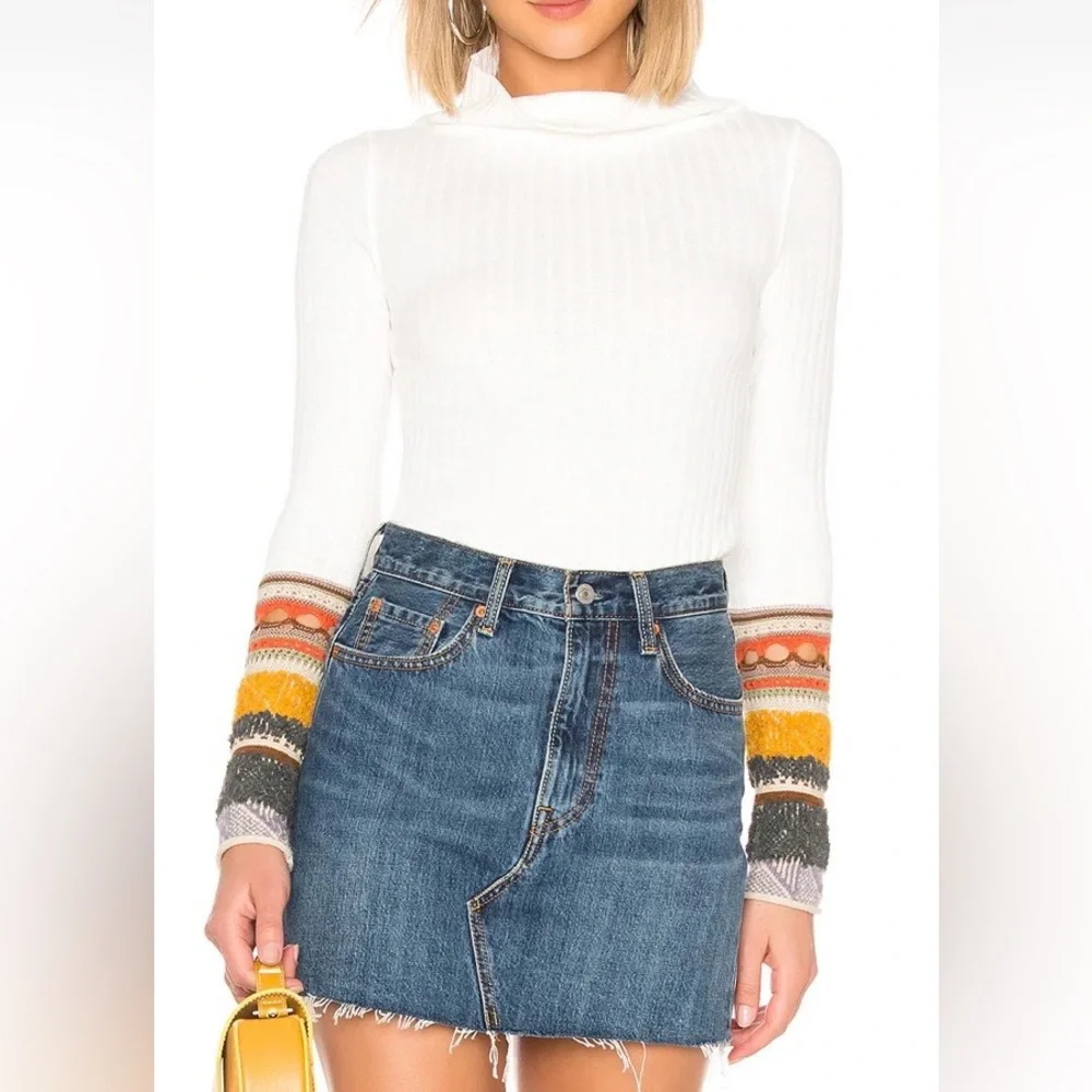 Free People Mixed Up Cuff Long Sleeve Sweater Women’s Size XS Bohemian
